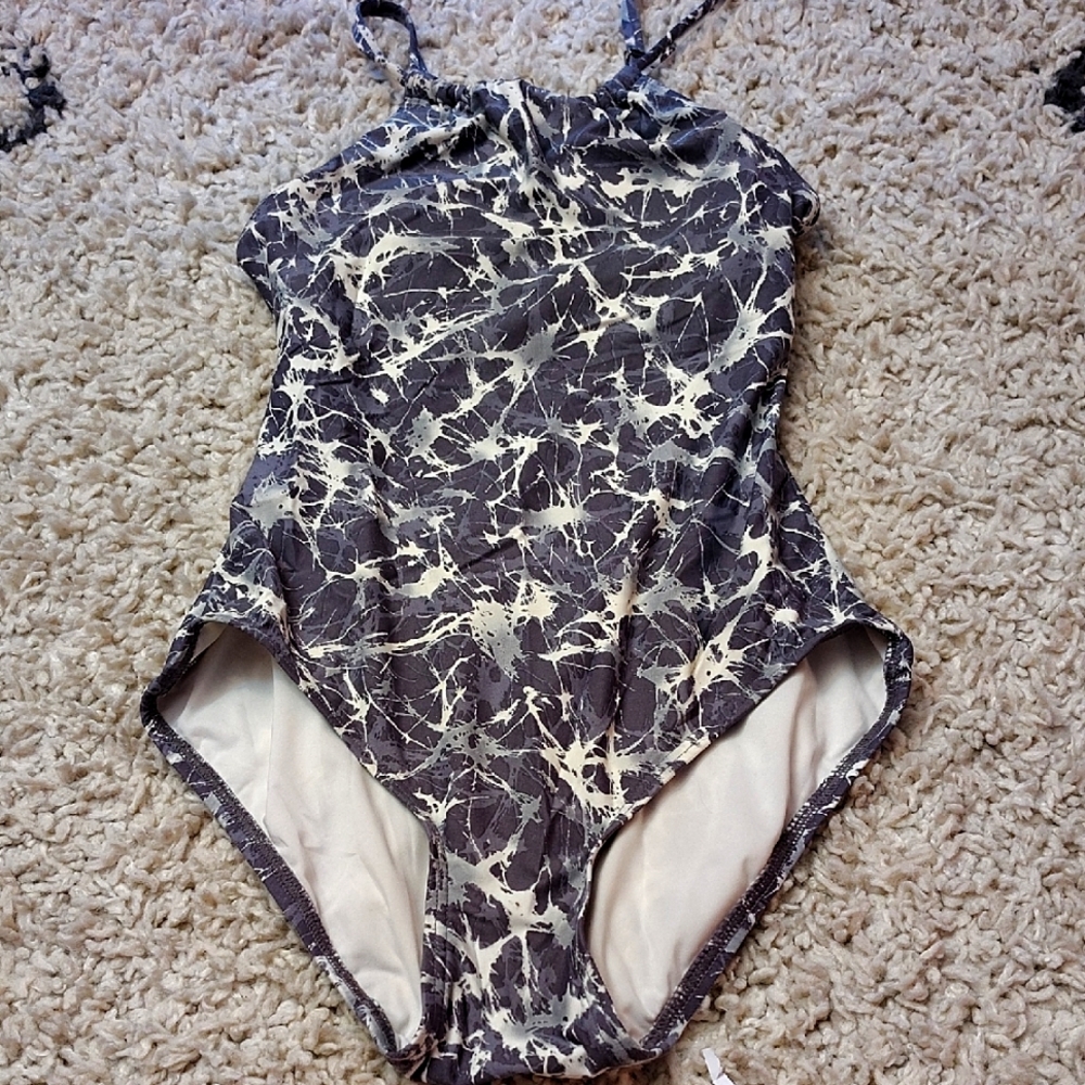 Gray and White Marble One-Piece Swimsuit MICHAEL KORS WOMENS SWIMWEAR
